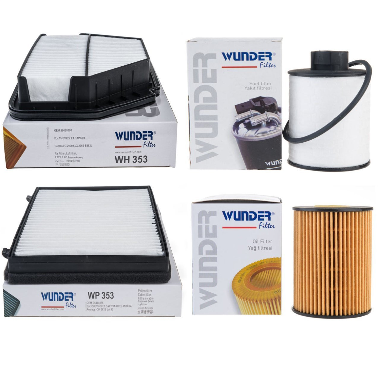 Chevrolet Captiva 2.0 Dizel Periyodik Bakım Filtre Seti WUNDER